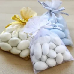 Badaboum Sac Dragees Organza Blanc Pas Cher X 10 Pi Ces