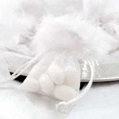 Badaboum Sac Dragees Plume Blanc X 5 Pi Ces