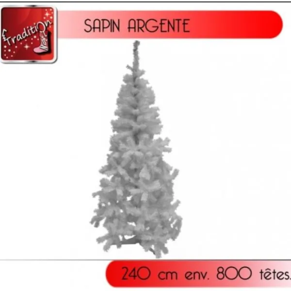 Badaboum Sapin Artificiel Argent 240Cm 800 T Tes Outlet