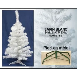 Badaboum Sapin Artificiel Blanc 210 Cm 600 Branches New