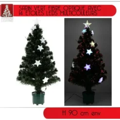 Badaboum Sapin De Noel Fibre Optique 14 Etoiles Multicolore Best