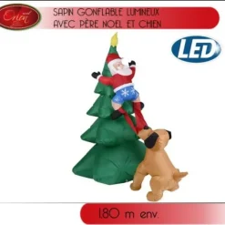 Badaboum Sapin De Noel Gonflable Lumineux Avec Chien Et Pere Noel Online