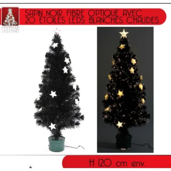 Badaboum Sapin De Noel Noir Fibre Optique 120Cm Outlet