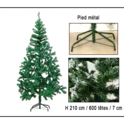 Badaboum Sapin Vert Neige 210Cm 600 Branches