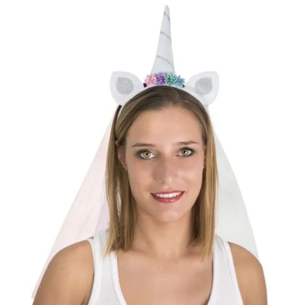 Clearance Serre-T Te Licorne Voile Blanc Et Argent Theme Licorne