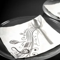 Badaboum Serviette De Table En Papier Musique Blanc X 20 Pi Ces
