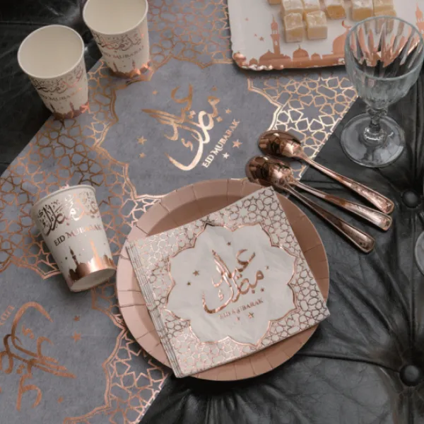 Discount Serviette De Table En Papier Oriental Rose Gold X 20 Theme Eid Mubarak & Ramadan