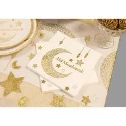 Discount Serviette En Papier Aid Moubarak X 20 Pi Ces Theme Eid Mubarak & Ramadan