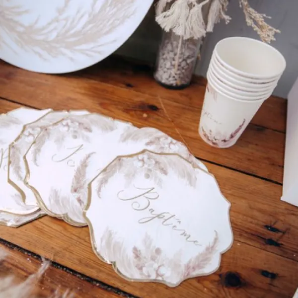 New Serviette En Papier Bapt Me Pampas Fleurs De Coton X 16 Pi Ces Theme Bapteme