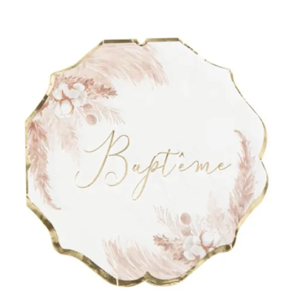 New Serviette En Papier Bapt Me Pampas Fleurs De Coton X 16 Pi Ces Theme Bapteme