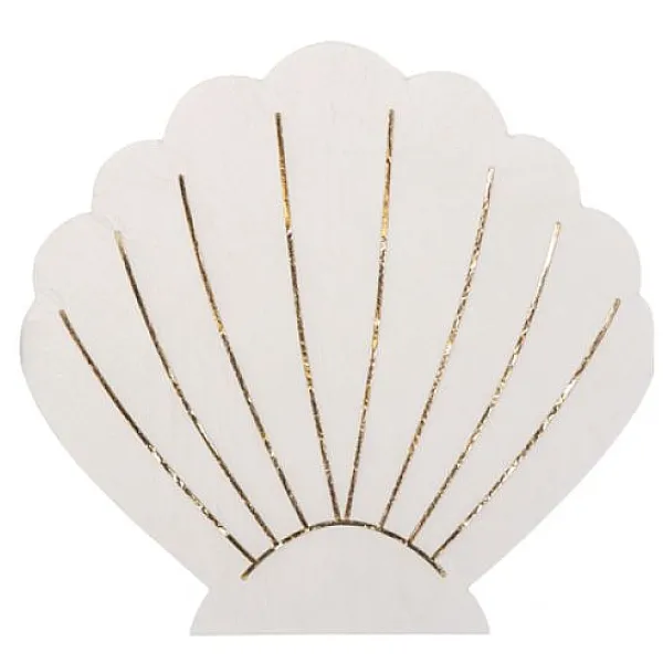 Badaboum Serviette En Papier Coquillage Blanc Et Or X 16 Pi Ces Discount