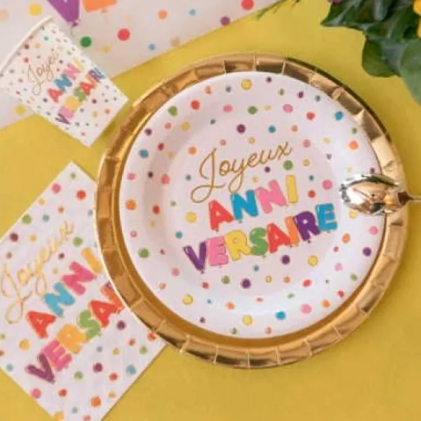 Hot Serviette En Papier Joyeux Anniversaire Multicolore X 20 Pi Ces Theme Joyeux Anniversaire