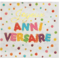 Hot Serviette En Papier Joyeux Anniversaire Multicolore X 20 Pi Ces Theme Joyeux Anniversaire