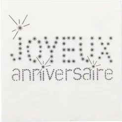 Serviette En Papier Joyeux Anniversaire Blanc X 20 Pi Ces Theme Joyeux Anniversaire
