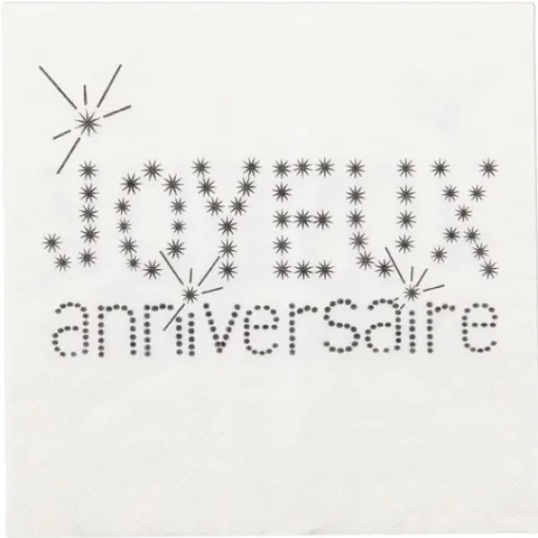 Serviette En Papier Joyeux Anniversaire Blanc X 20 Pi Ces Theme Joyeux Anniversaire