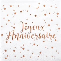 Best Serviette En Papier Joyeux Anniversaire Rose Gold X 20 Pi Ces Theme Joyeux Anniversaire
