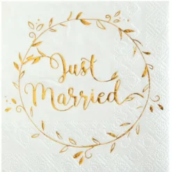 Badaboum Serviette En Papier Just Married Blanche X20