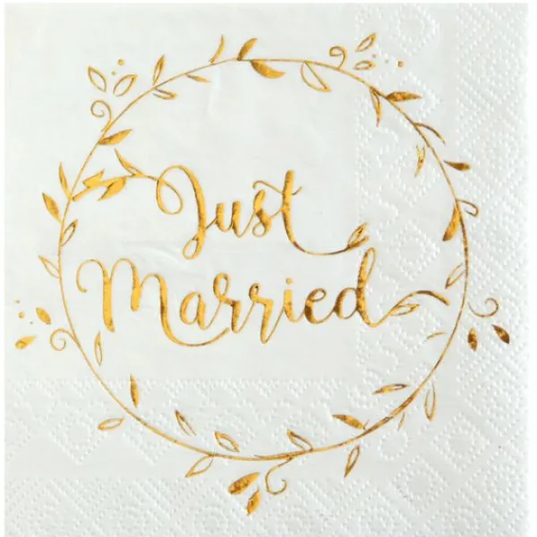 Badaboum Serviette En Papier Just Married Blanche X20