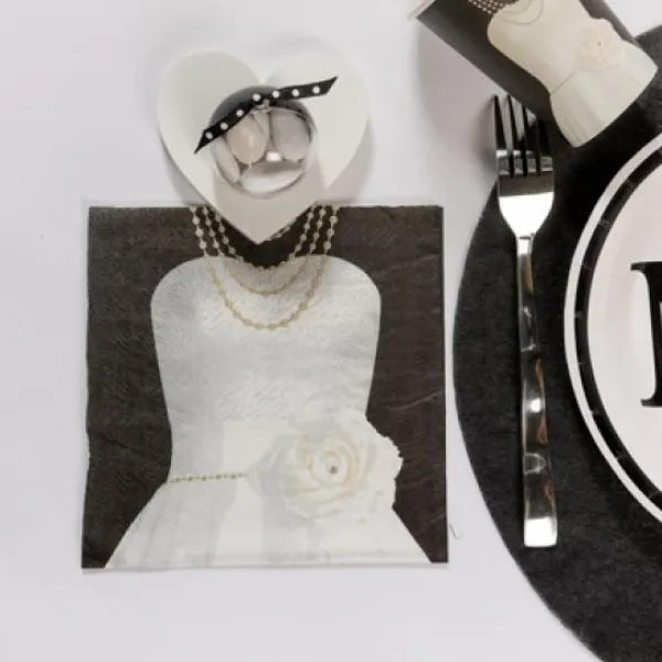 Badaboum Serviette En Papier Mariage Robe De Mari E X 20 Pi Ces