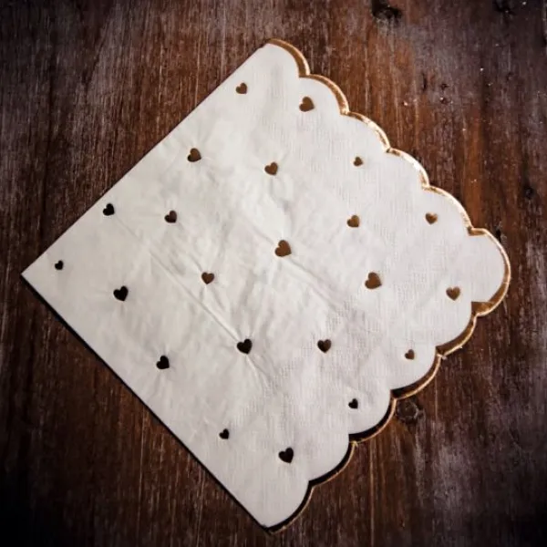 New Serviette En Papier Petits Coeurs Blanc Et Or X 16 Pi Ces Theme Cinema