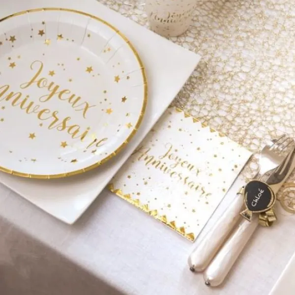 Outlet Serviette En Papier Theme Joyeux Anniversaire Or X 20 Pi Ces Theme Joyeux Anniversaire