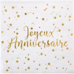 Outlet Serviette En Papier Theme Joyeux Anniversaire Or X 20 Pi Ces Theme Joyeux Anniversaire
