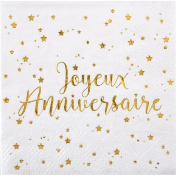 Outlet Serviette En Papier Theme Joyeux Anniversaire Or X 20 Pi Ces Theme Joyeux Anniversaire