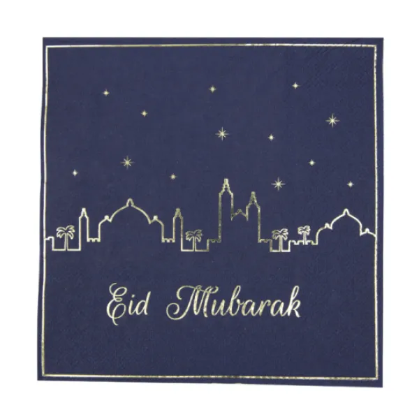 New Serviettes En Papier Eid Mubarak 33Cm X 16 Pi Ces Theme Eid Mubarak & Ramadan