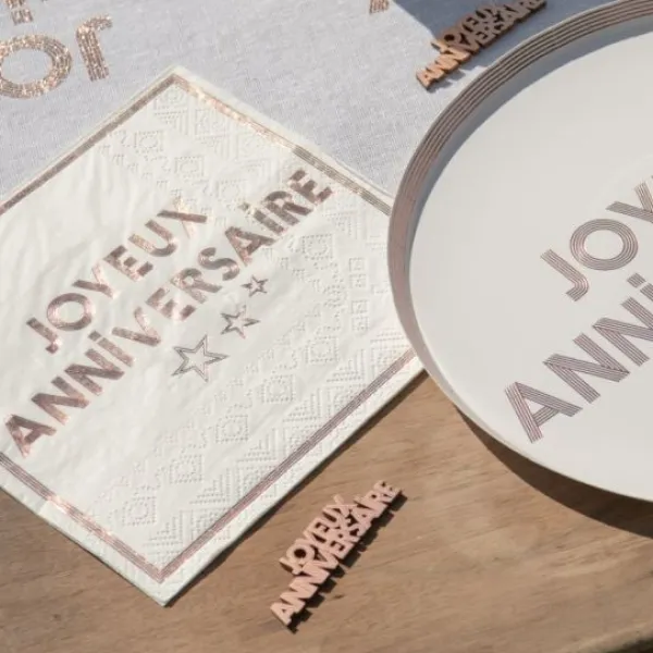 Online Serviettes En Papier Joyeux Anniversaire Rose Gold 33X33 Cm 10 Pi Ces Theme Joyeux Anniversaire
