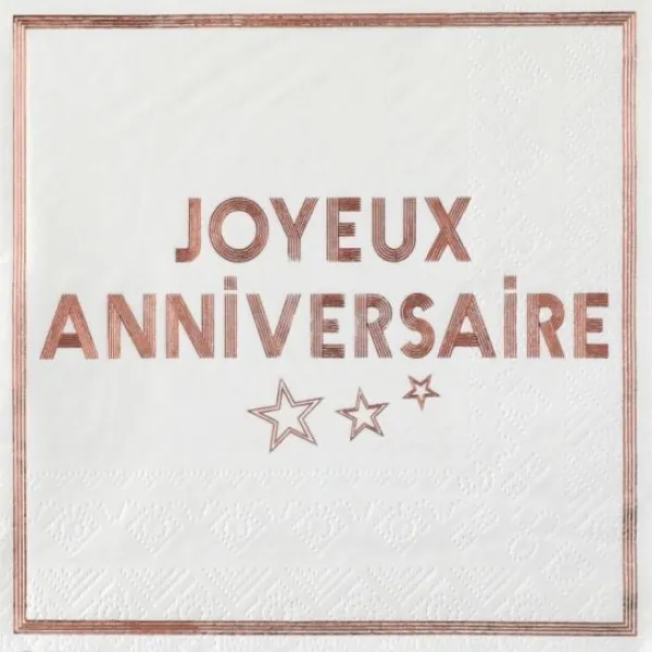 Online Serviettes En Papier Joyeux Anniversaire Rose Gold 33X33 Cm 10 Pi Ces Theme Joyeux Anniversaire