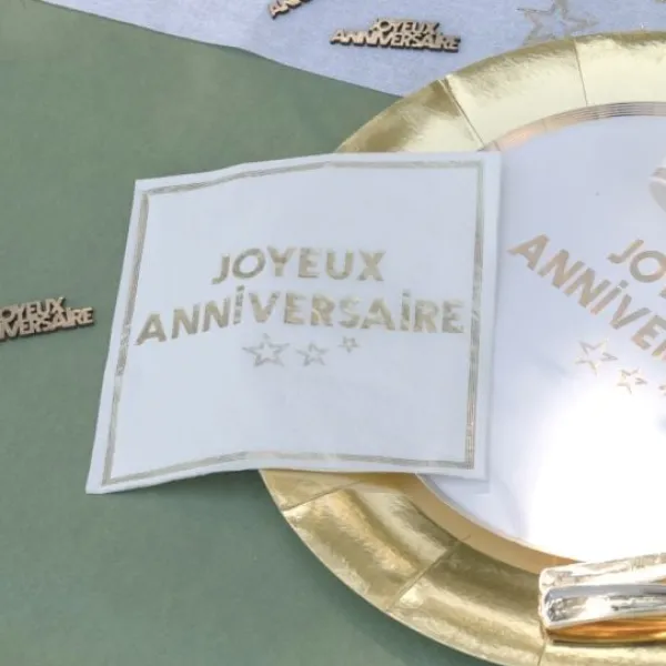Clearance Serviettes En Papier Joyeux Anniversaire Or 33X33 Cm 10 Pi Ces Theme Joyeux Anniversaire
