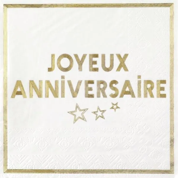 Clearance Serviettes En Papier Joyeux Anniversaire Or 33X33 Cm 10 Pi Ces Theme Joyeux Anniversaire