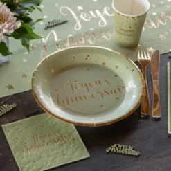 Online Serviettes En Papier Joyeux Anniversaire Vert Sauge 25 Cm X20 Pi Ces Theme Joyeux Anniversaire