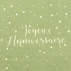 Online Serviettes En Papier Joyeux Anniversaire Vert Sauge 25 Cm X20 Pi Ces Theme Joyeux Anniversaire