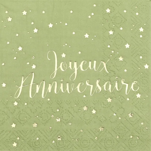 Online Serviettes En Papier Joyeux Anniversaire Vert Sauge 25 Cm X20 Pi Ces Theme Joyeux Anniversaire