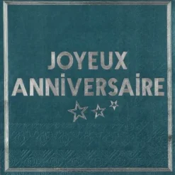 Sale Serviettes En Papier Joyeux Anniversaire Bleu Canard 33X33 Cm 10 Pi Ces Theme Joyeux Anniversaire
