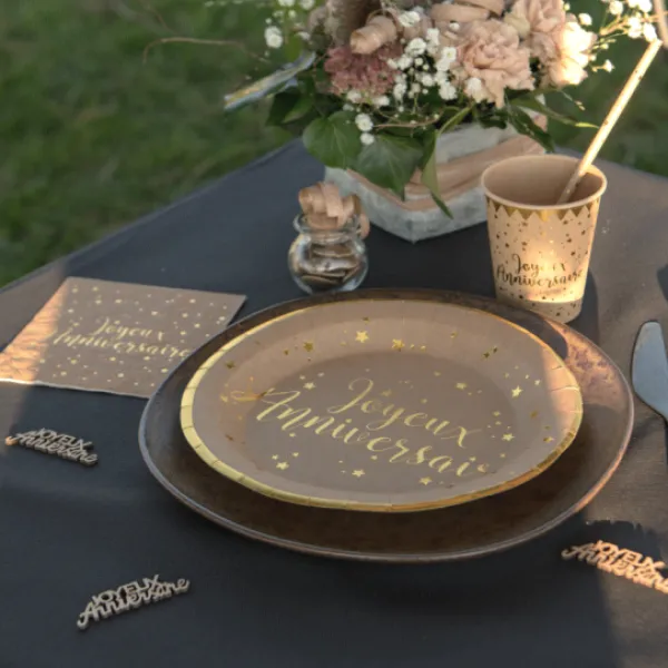 Best Serviettes En Papier Joyeux Anniversaire Kraft 25 Cm X20 Pi Ces Theme Joyeux Anniversaire