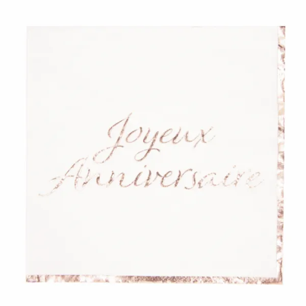 Clearance Serviettes En Papier Joyeux Anniversaire Rose Gold X 16 Pi Ces Theme Joyeux Anniversaire