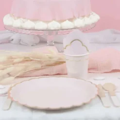 Online Serviettes 33X33 Cm Rose Pastel Et Or X 16 Pi Ces Theme Deco Pastel