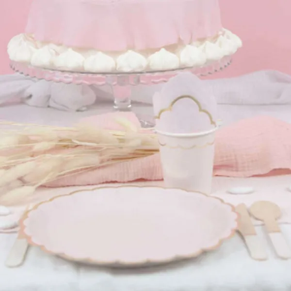 Online Serviettes 33X33 Cm Rose Pastel Et Or X 16 Pi Ces Theme Deco Pastel