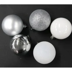 Badaboum Set De 40 Boules De Noel Blanc Et Argent Clearance