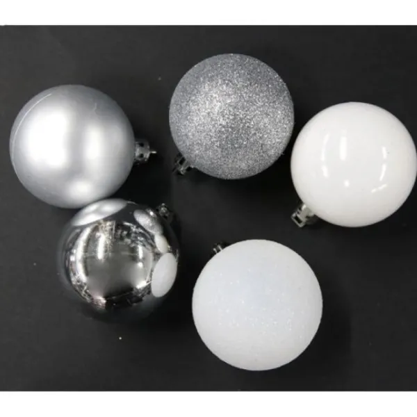 Badaboum Set De 40 Boules De Noel Blanc Et Argent Clearance
