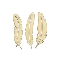 Badaboum Set De 3 Embellissements Plume En Bois