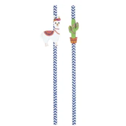 Best Set De 10 Pailles Chevrons Bleu Fonc Baby Lama Theme D Co Baby Shower