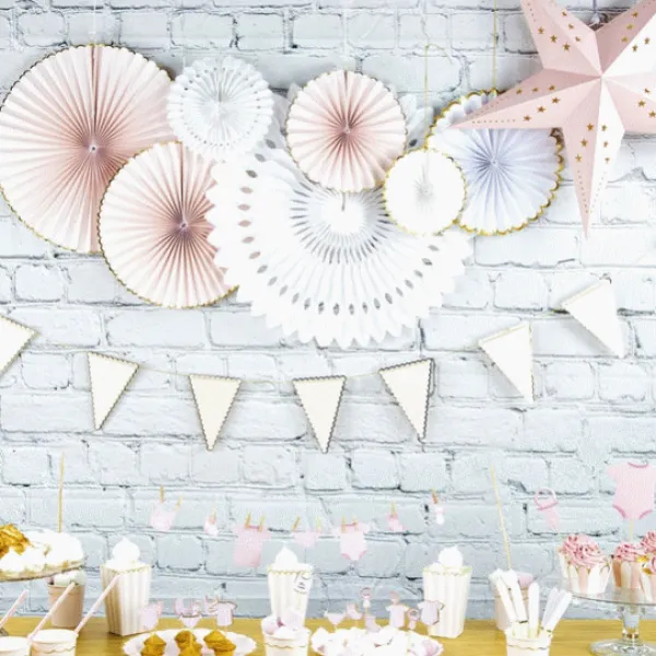 New Set De 3 Ventails Rose Pastel Et Or Theme Deco Pastel