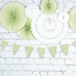 Sale Set De 3 Ventails Vert Pastel Et Or Theme Deco Pastel