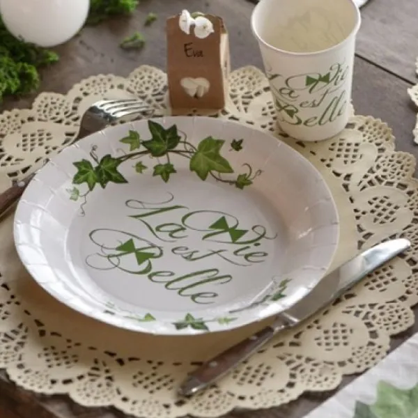 Clearance Set De Table Mariage Dentelle Kraft X 10 Pi Ces Theme Dentelle