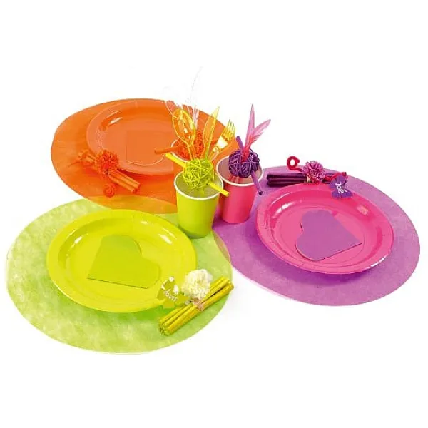 Badaboum Set De Table Mariage Rond Bleu Marine X 10 Pi Ces New