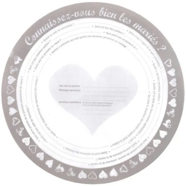 Badaboum Set De Table Original Question D'Amour Sur Les Mari S X 10 Pi Ces