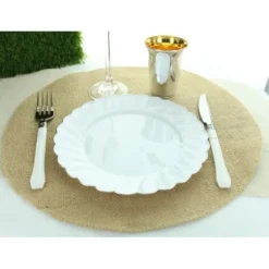 New Set De Table Rond En Vrai Jute Naturel X 10 Pi Ces Theme Jute